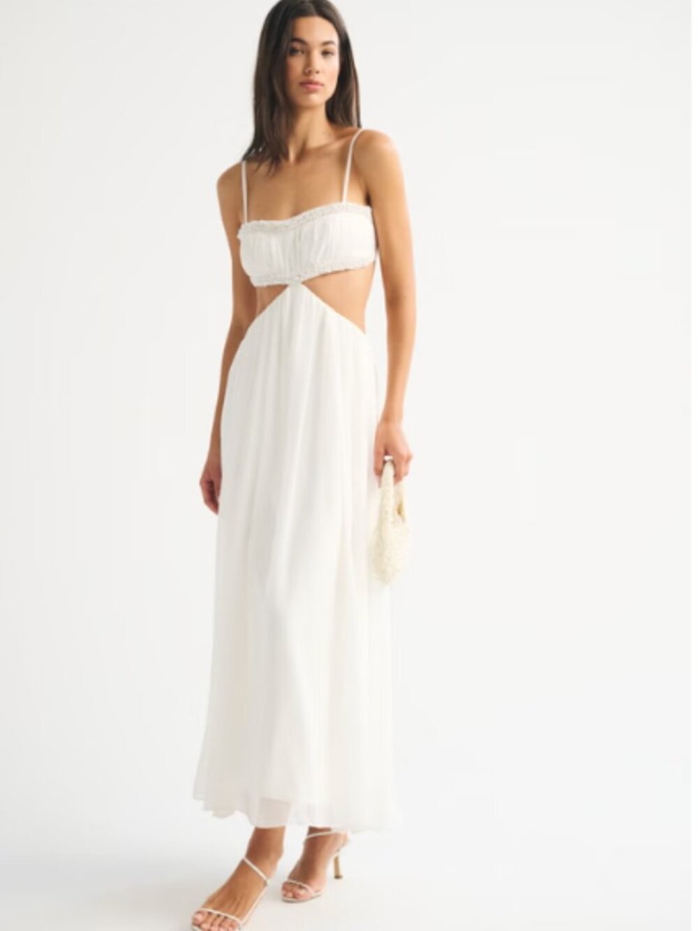 Abercrombie Babydoll Cutout Beaded Maxi Dress NWT